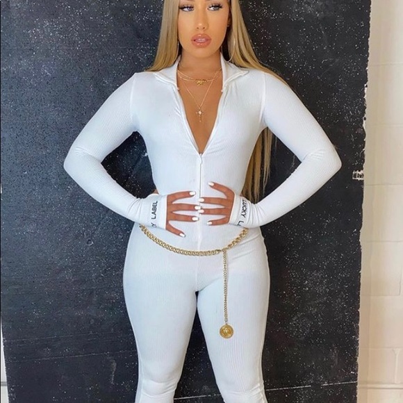 Lucky Label Make a Wish White Ribbed Jumpsuit - Picture 2 of 14